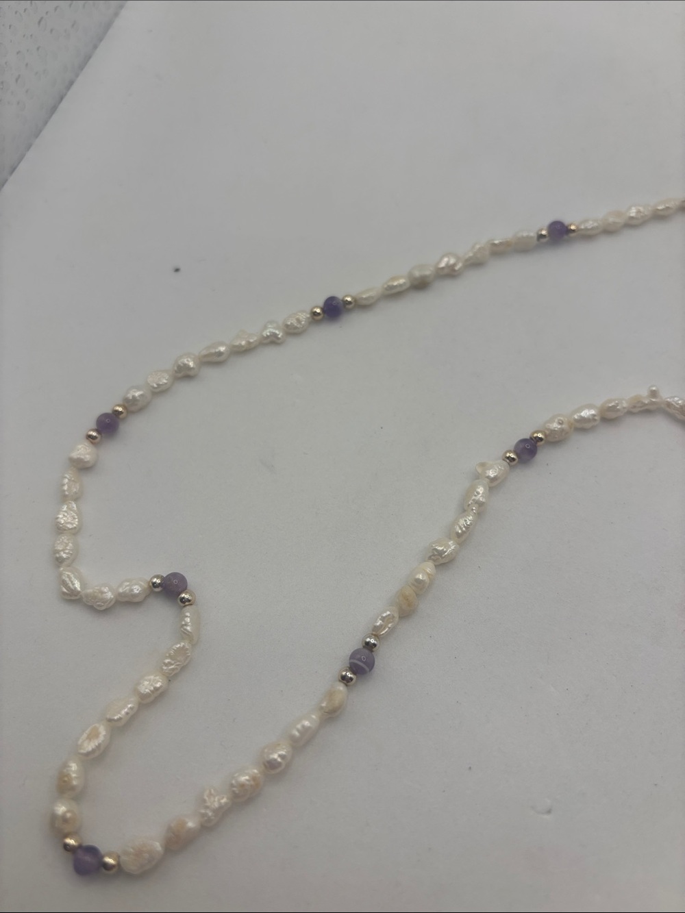 VTG Fresh Water Rice Pearl Amethyst Necklace 17” And Bracelet coastal classic - Picture 5 of 9